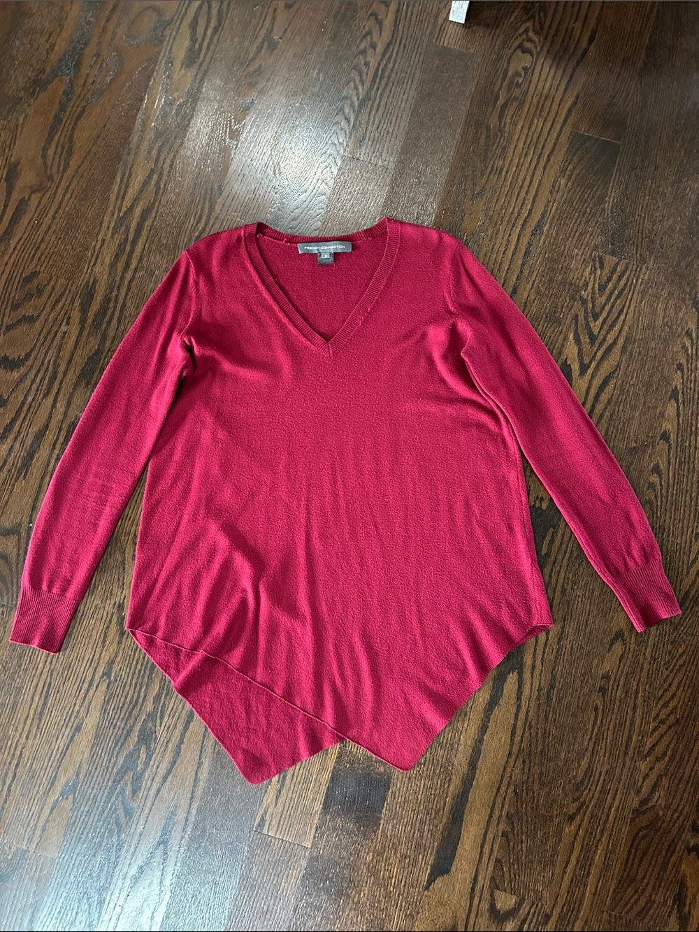 French Connection V-Neck Asymmetric Hem Sweater